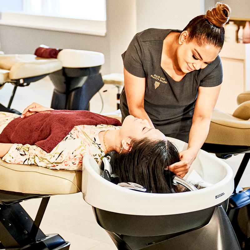 Client having her hair washed