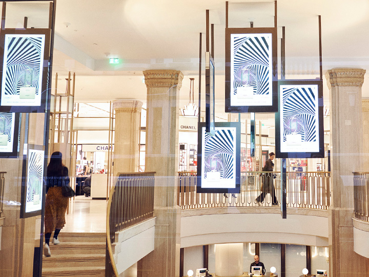 Grand staircase inside the Beauty Halls in Harrods