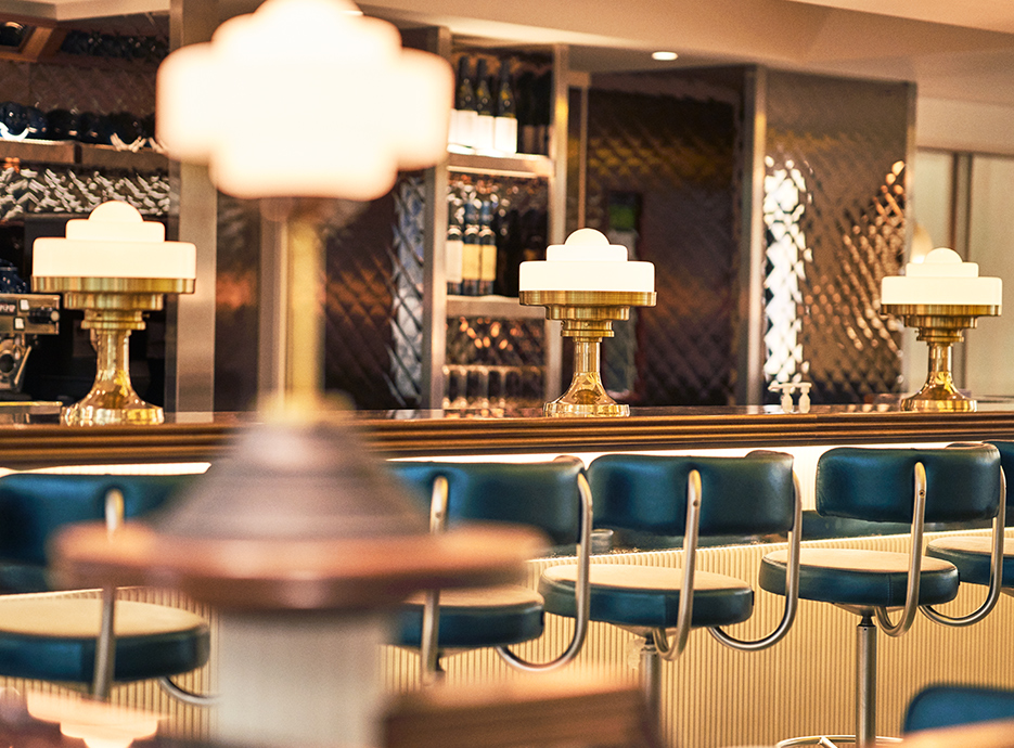 The bar area in the Gordon Ramsay Burger restaurant