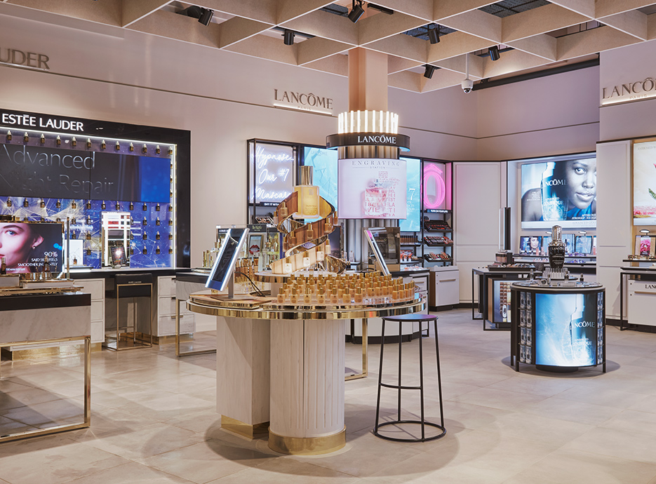 The Lancöme and Estée Lauder area of H beauty