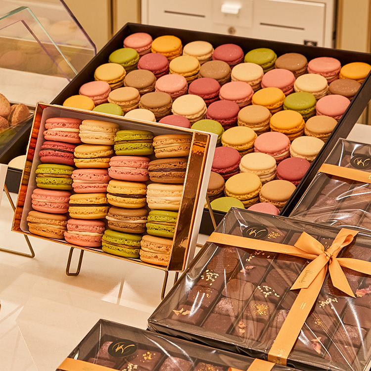 Macaroons and chocolate gift sets