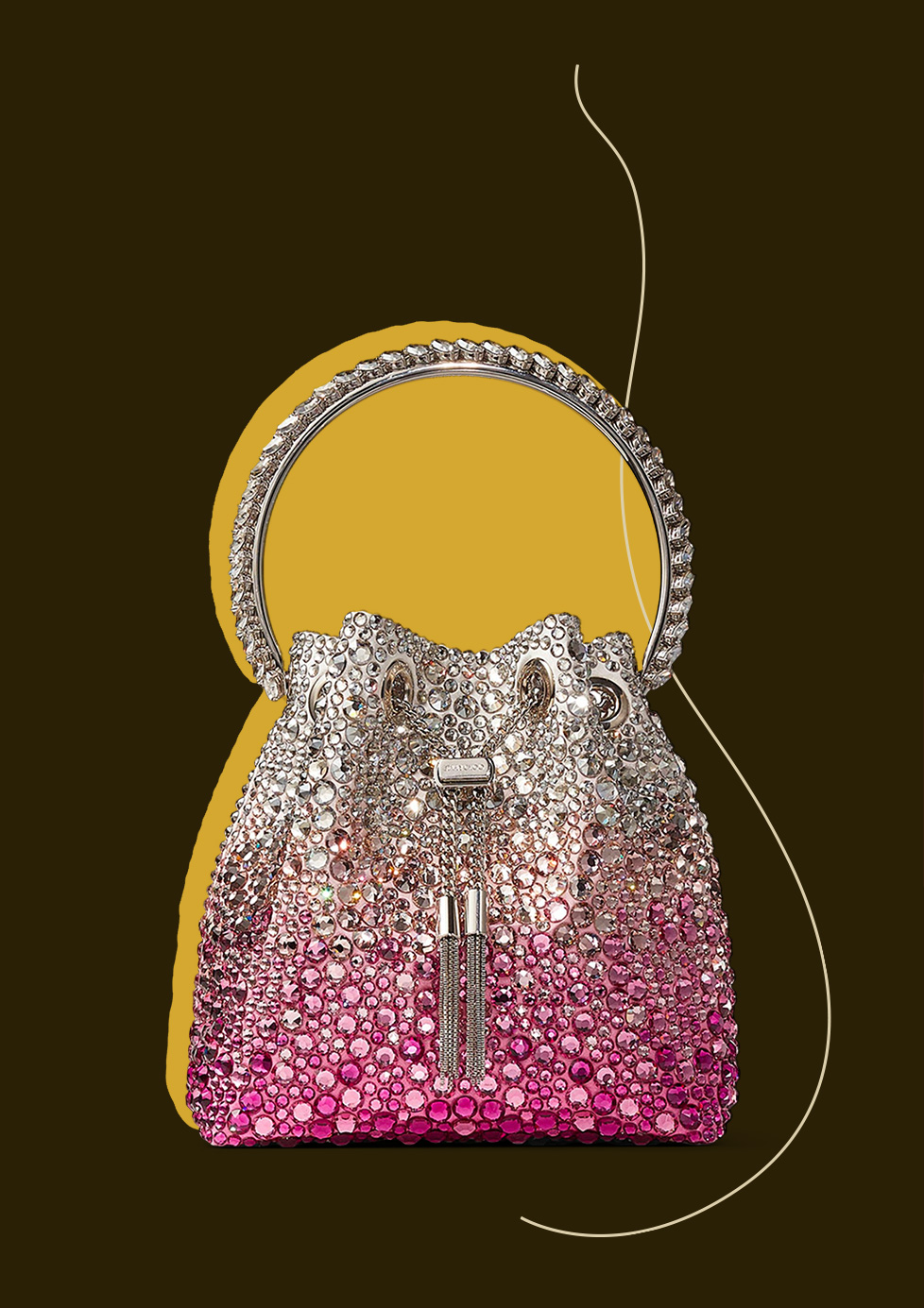 Pink and silver crystal-embellished Bon Bon top-handle bag by Jimmy Choo