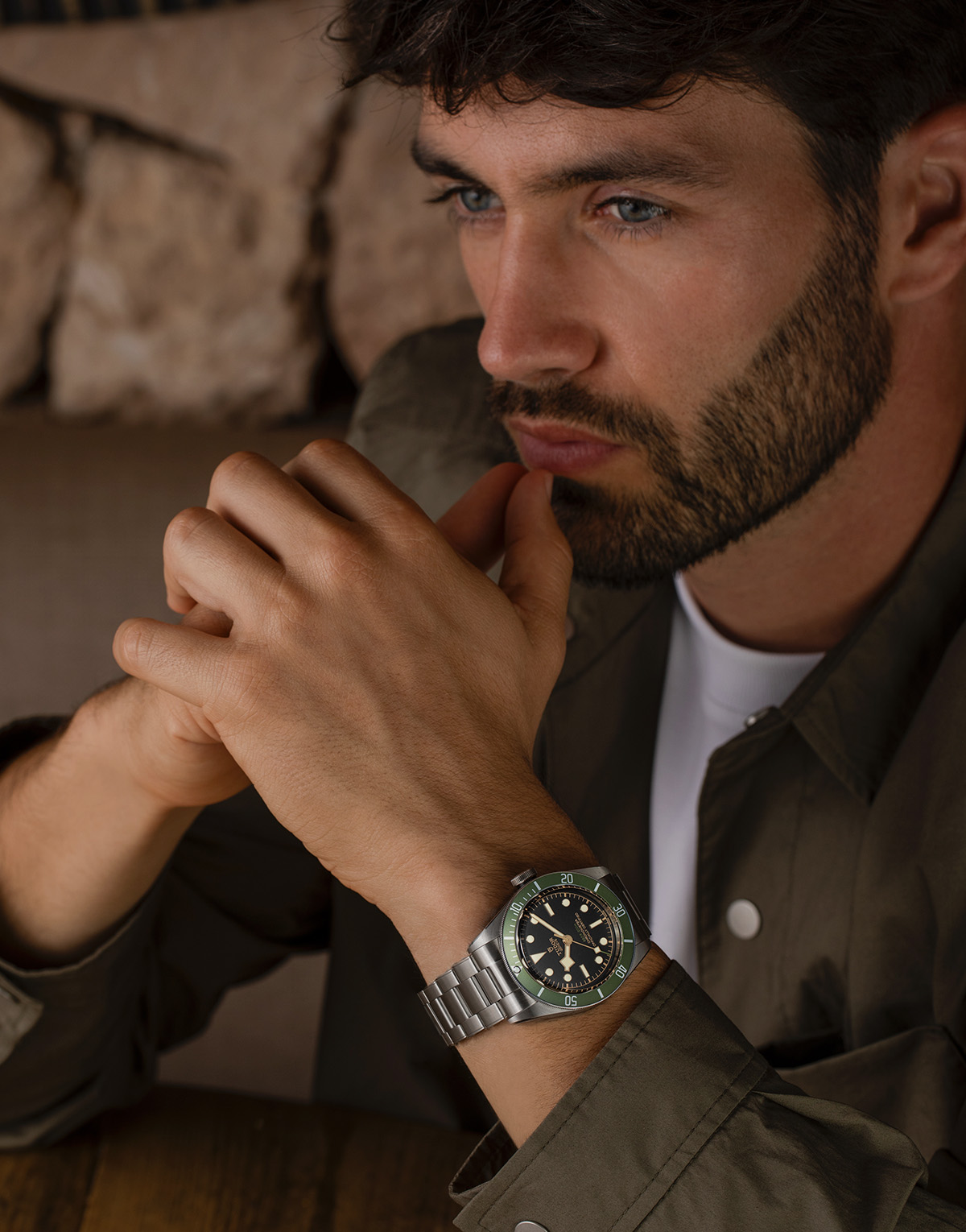 Man wearing a tudor watch on his wrist