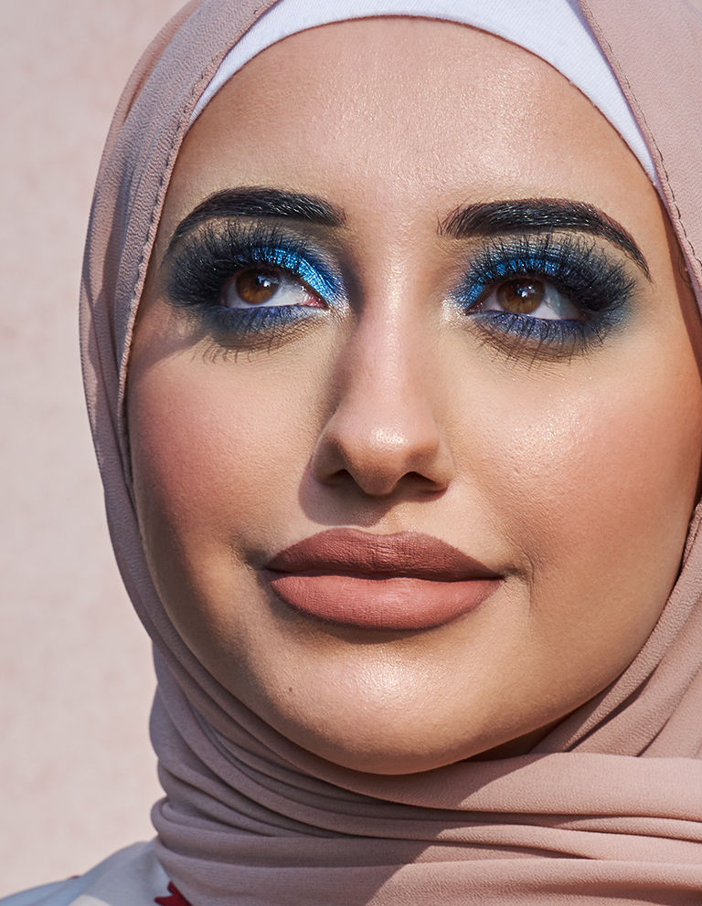 Zainab showing off her beautiful bright eye make-up from the My Beauty H beauty campaign