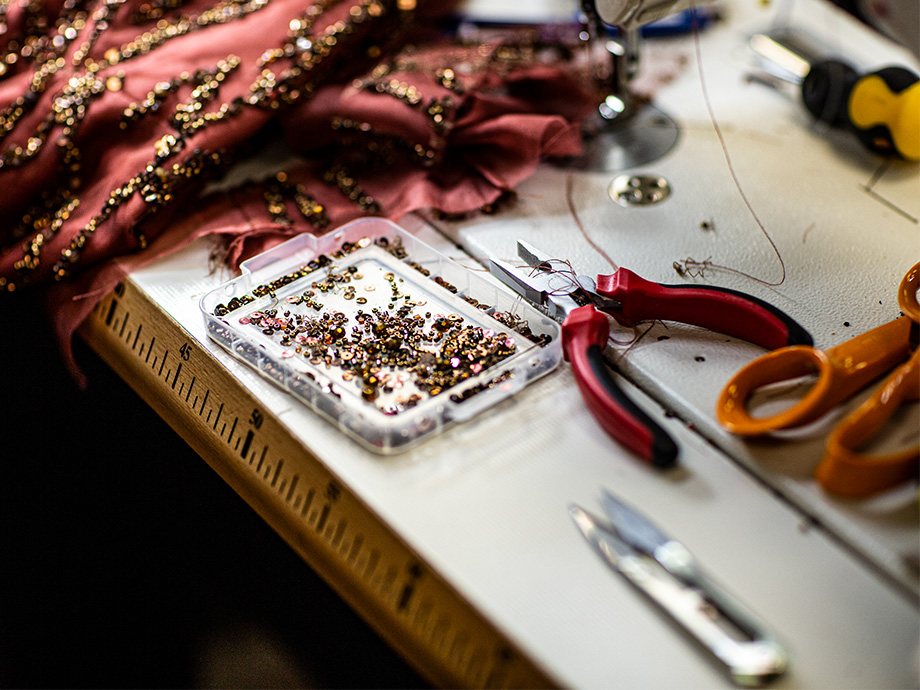 Beading for red dress