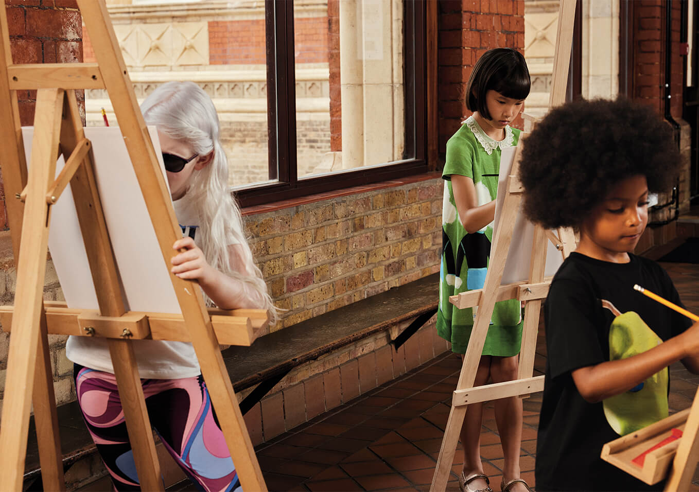 Group of kids waiting at the bus stop