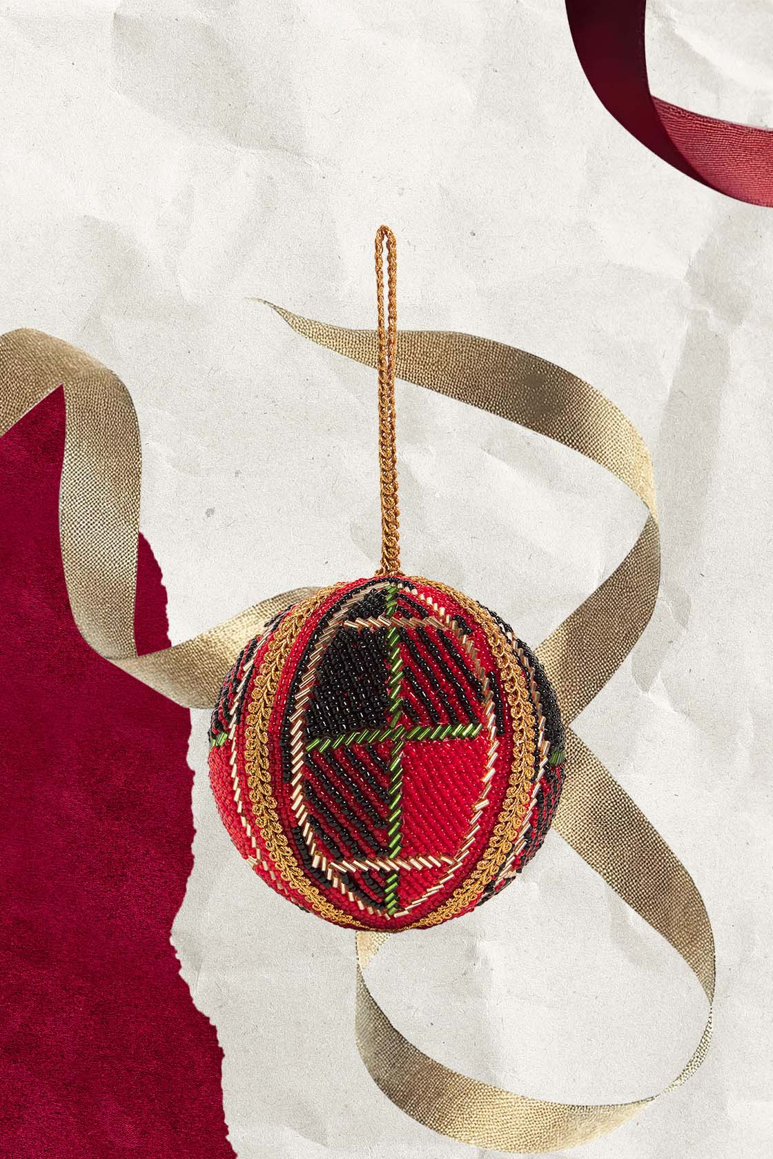 Harrods Embellished Tartan Bauble