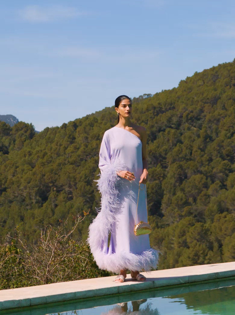 Woman in purple dress