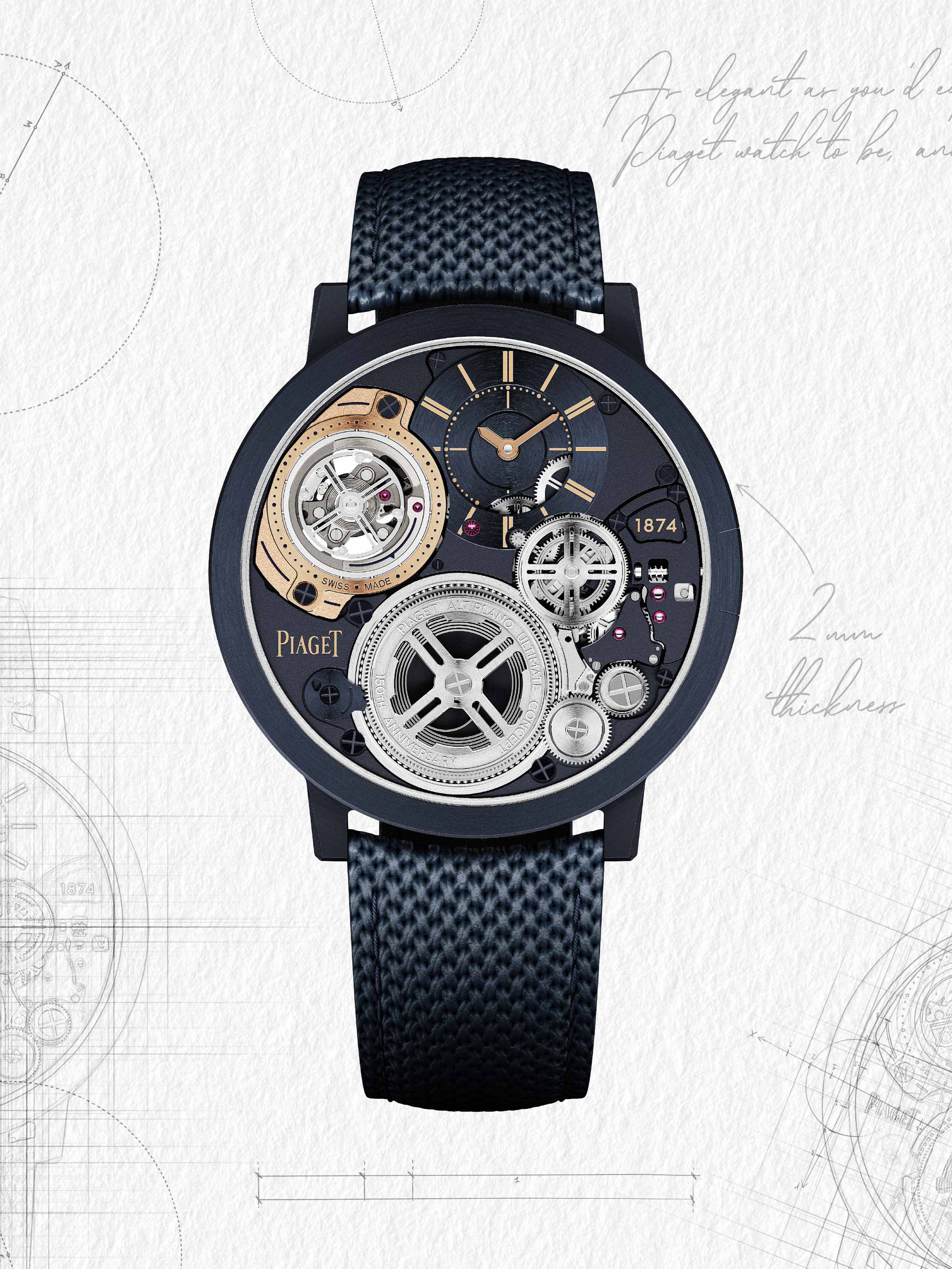 Sketch Piaget Altiplano Ultimate Concept Tourbillon in navy blue