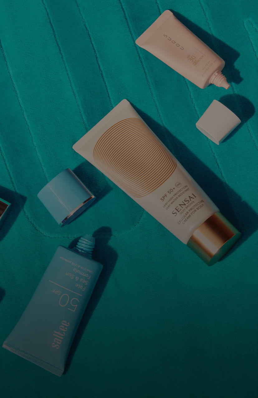 A selection of luxury SPF and skincare brands available at Harrods