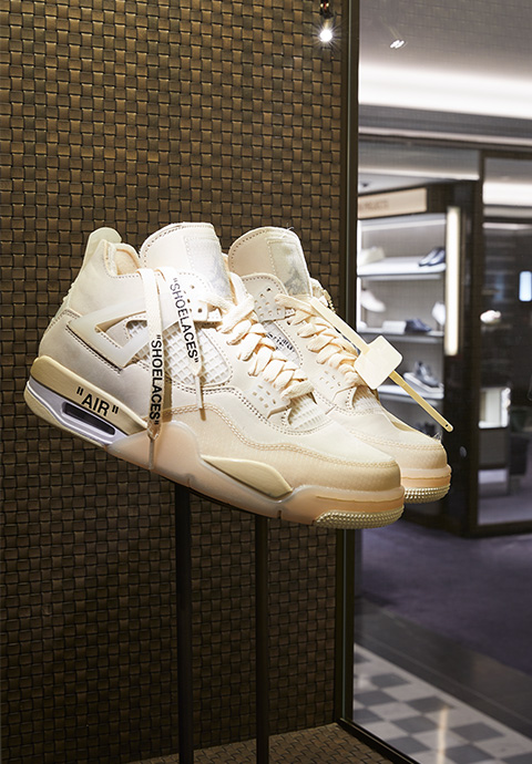 Off-White sneakers on display in The Edit LDN boutique in Harrods