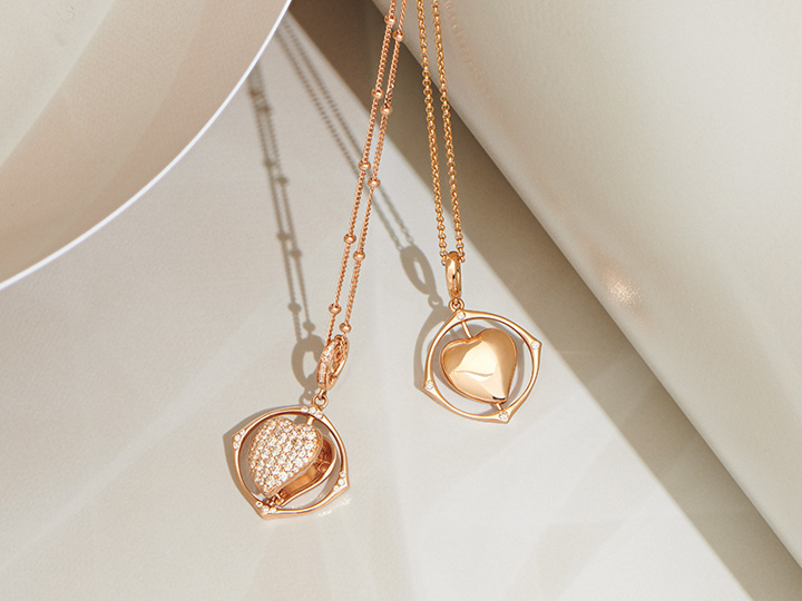 Gold necklaces on display in the Luxury Jewellery department