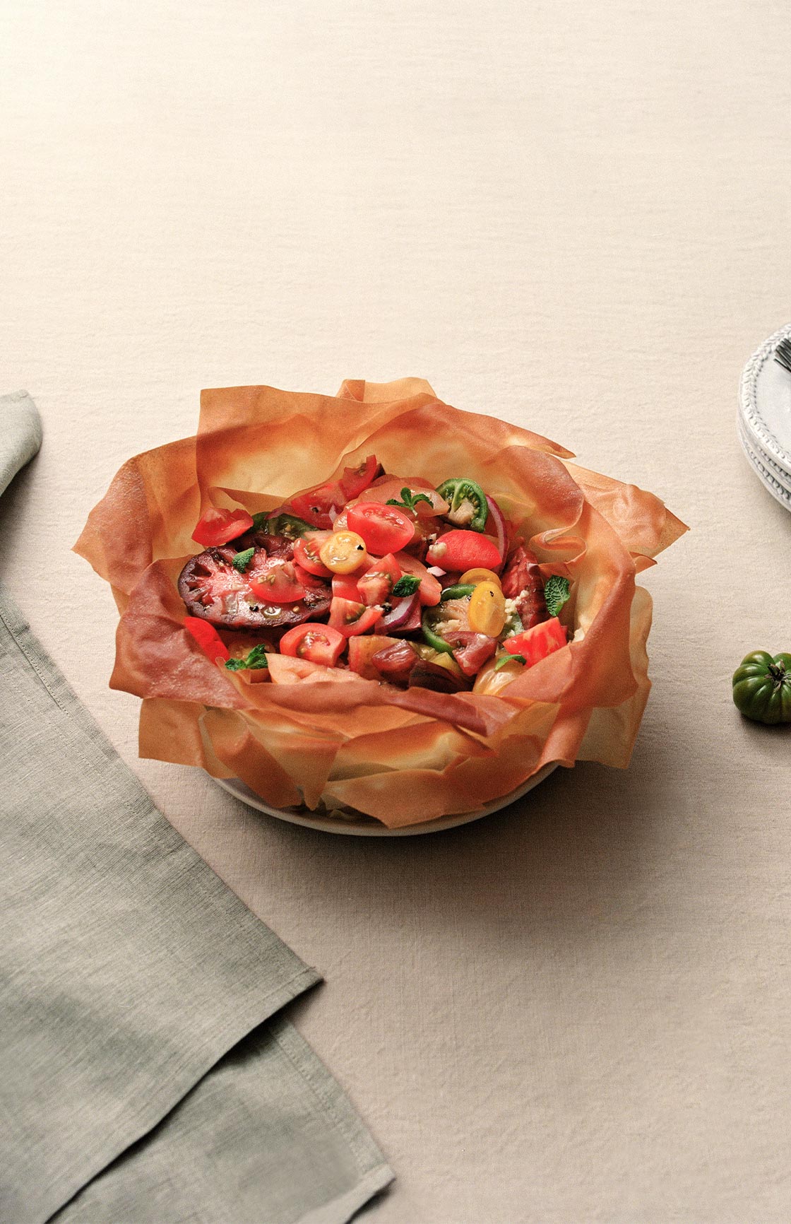 Tomato Salad Filo Tart Recipe