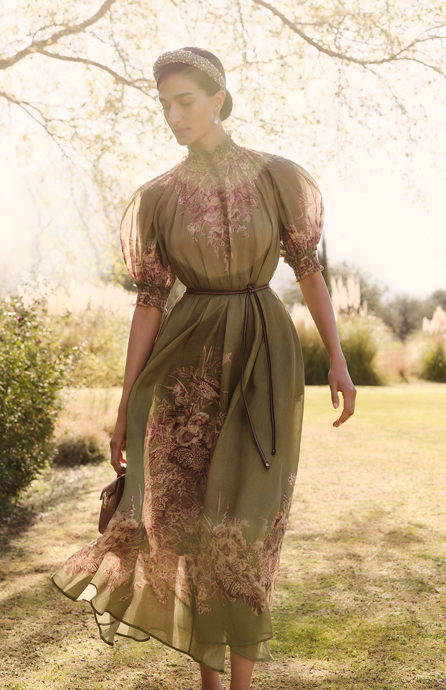 Woman in floral midi dress