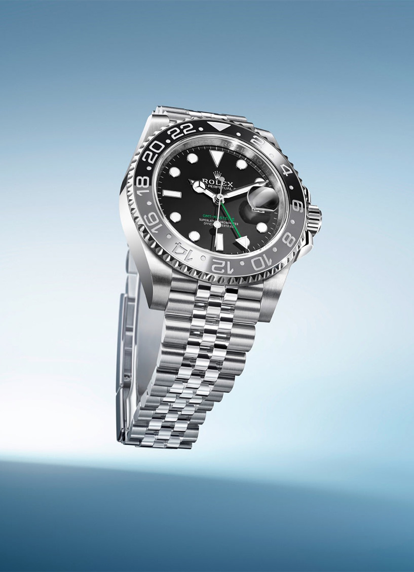 Rolex GMT-Master II watch with black dial and bezel