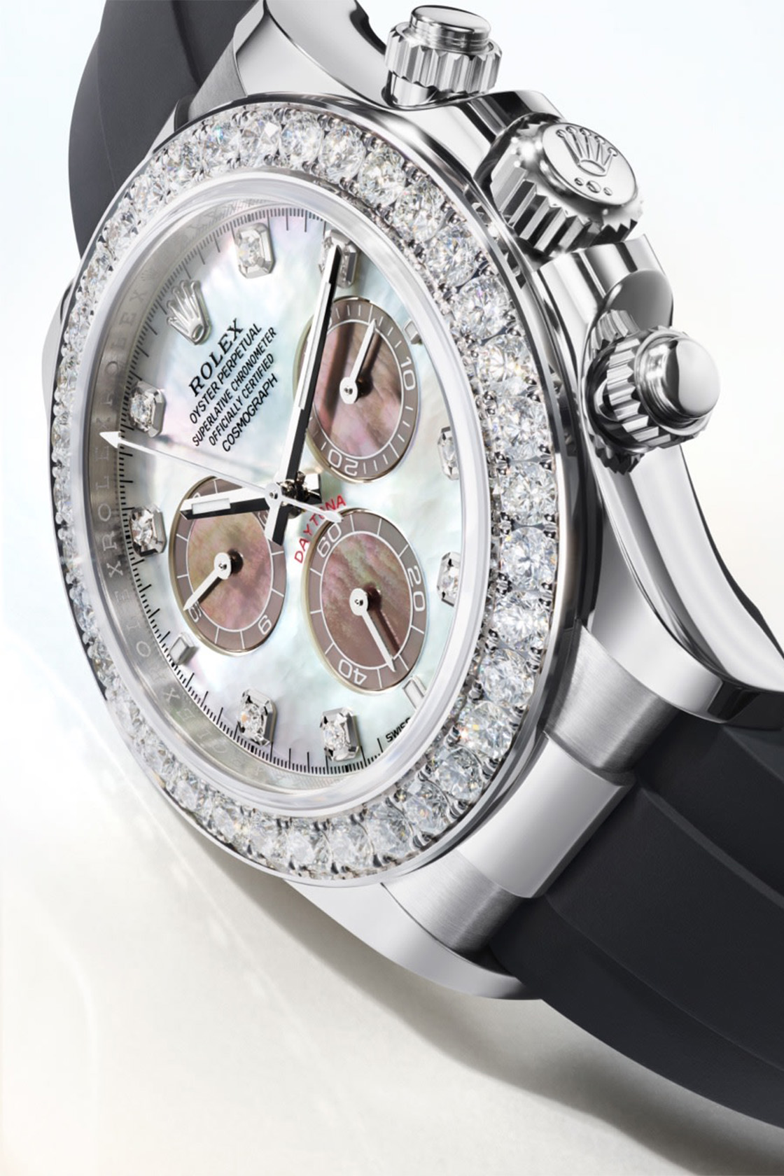 Rolex Daytona Watch with Diamonds and mother of pearl face