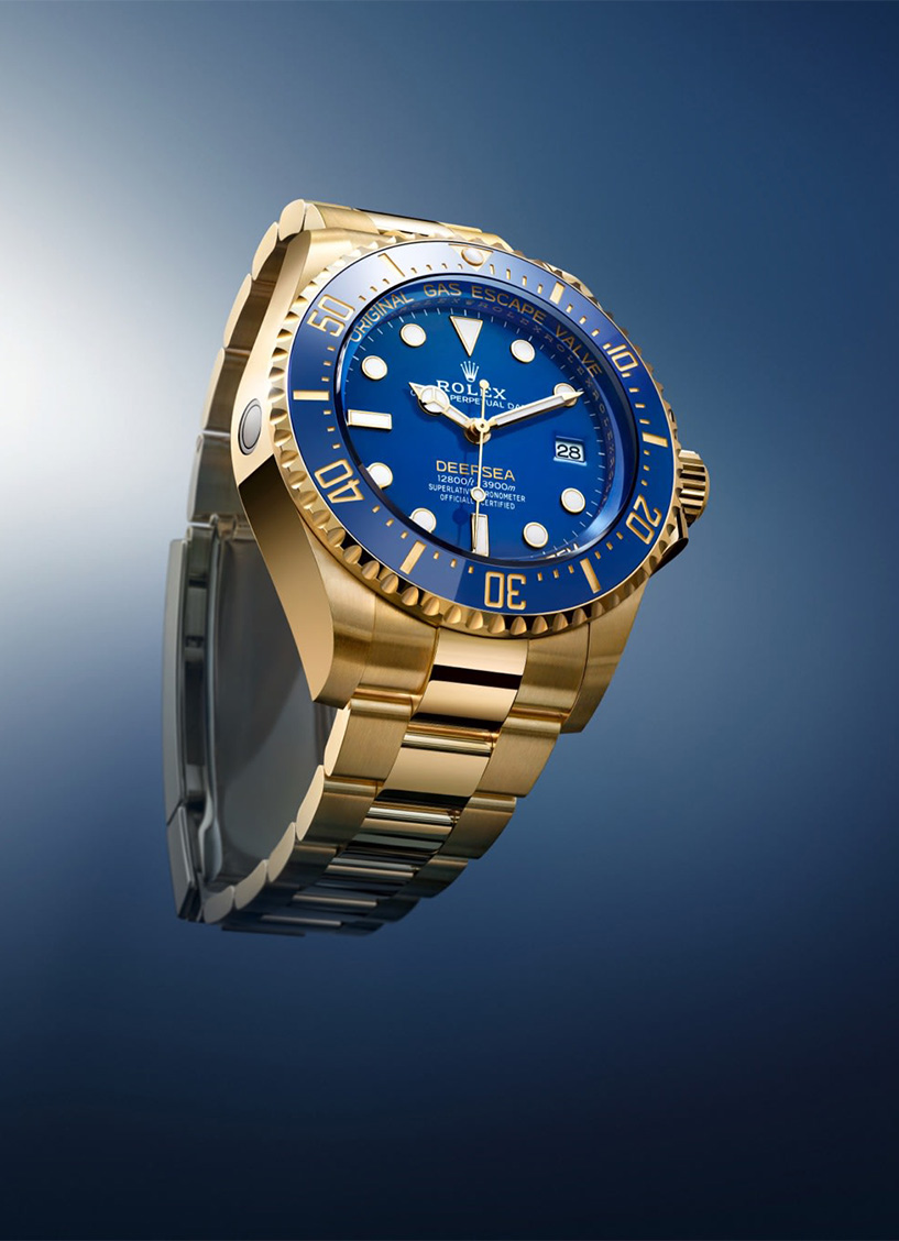 Rolex Deepsea Watch in 18-karat yellow gold with blue face and dial