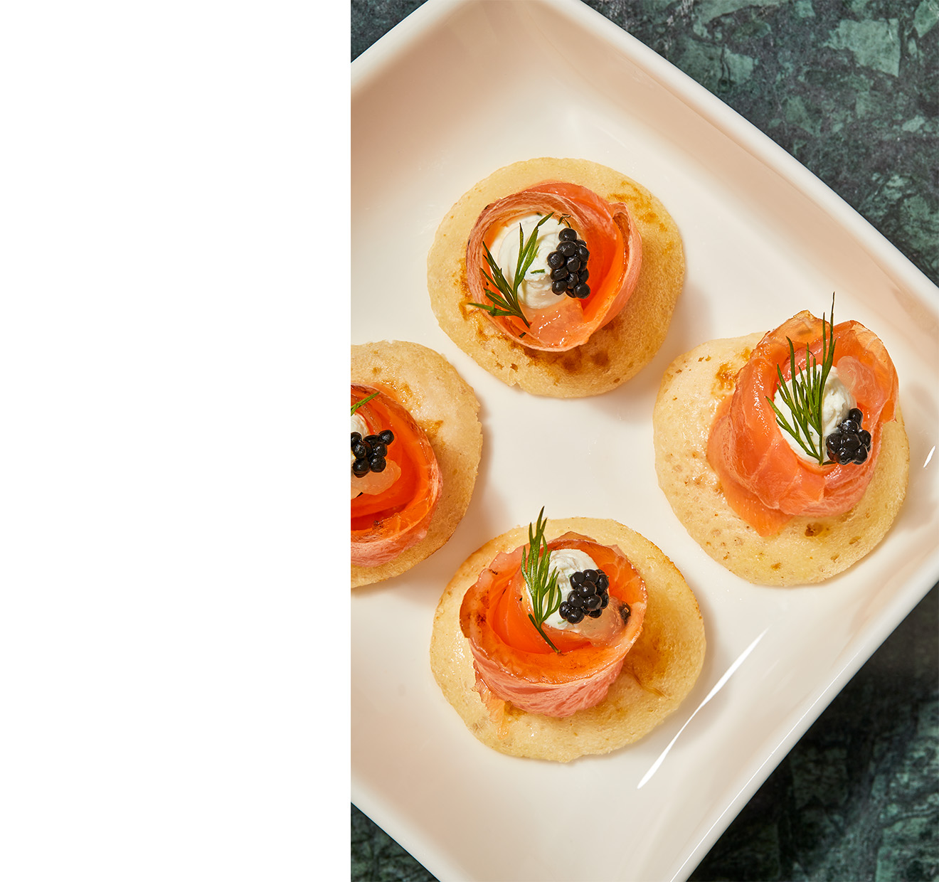 Salmon canapes from the Food to Order service