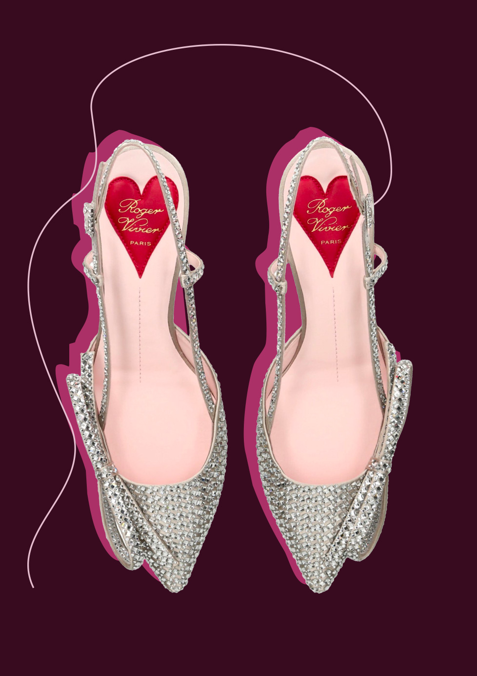 Silver crystal-embellished kitten heel shoes by Roger Vivier