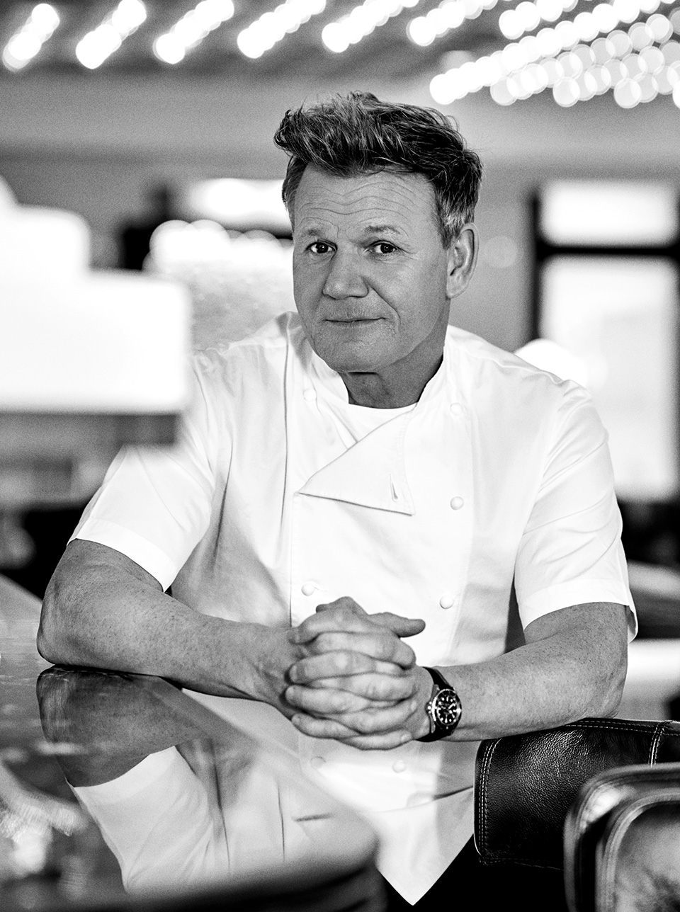 Gordon Ramsay in the Gordon Ramsay Burger restaurant at Harrods