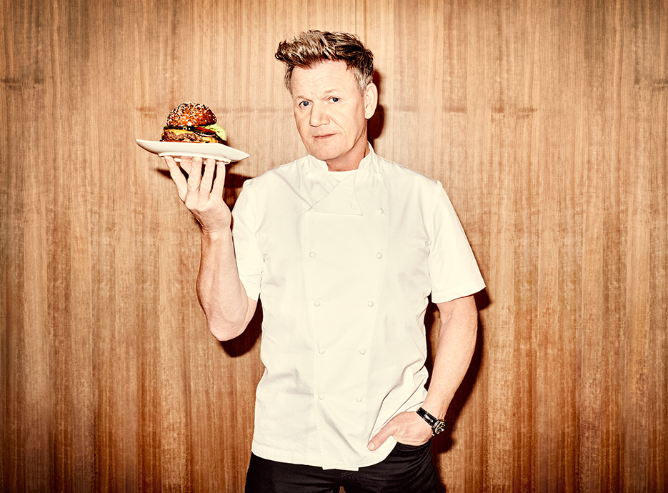 Gordon Ramsay holding burger