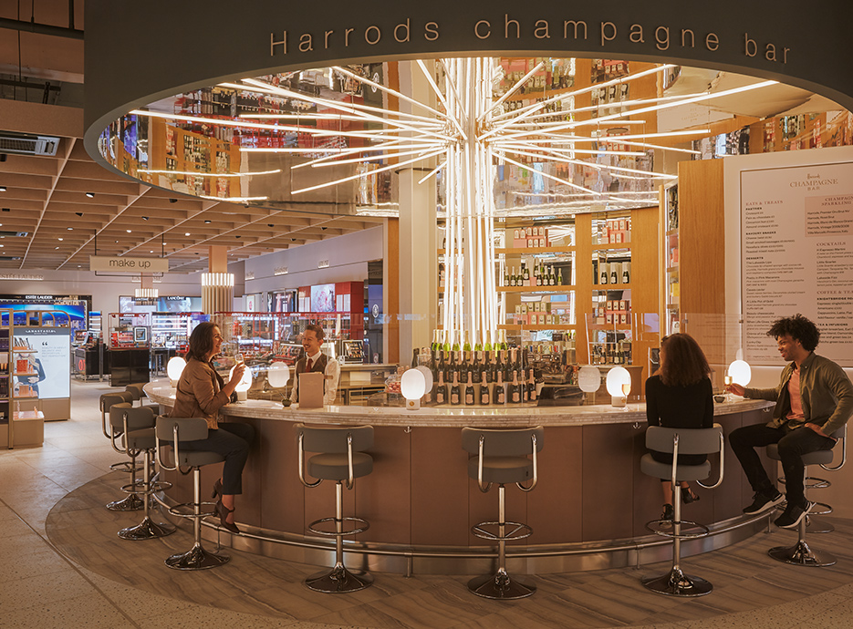 The Harrods Champagne Bar inside the H beauty store