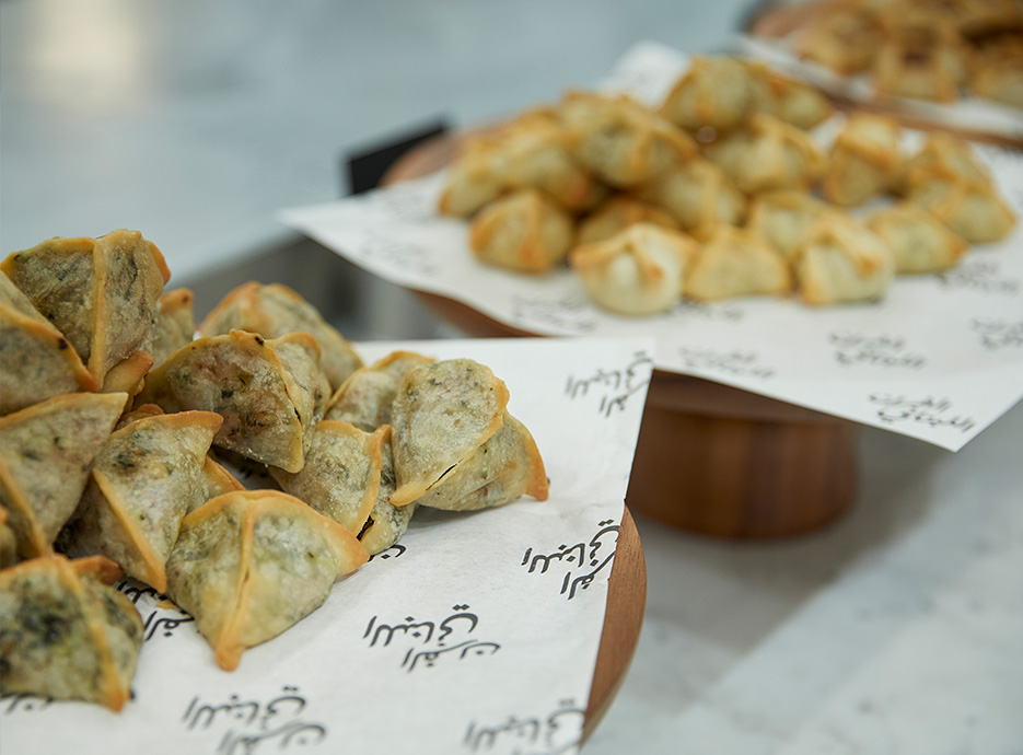 Bakery items on display in the cabinet at The Lebanese Bakery