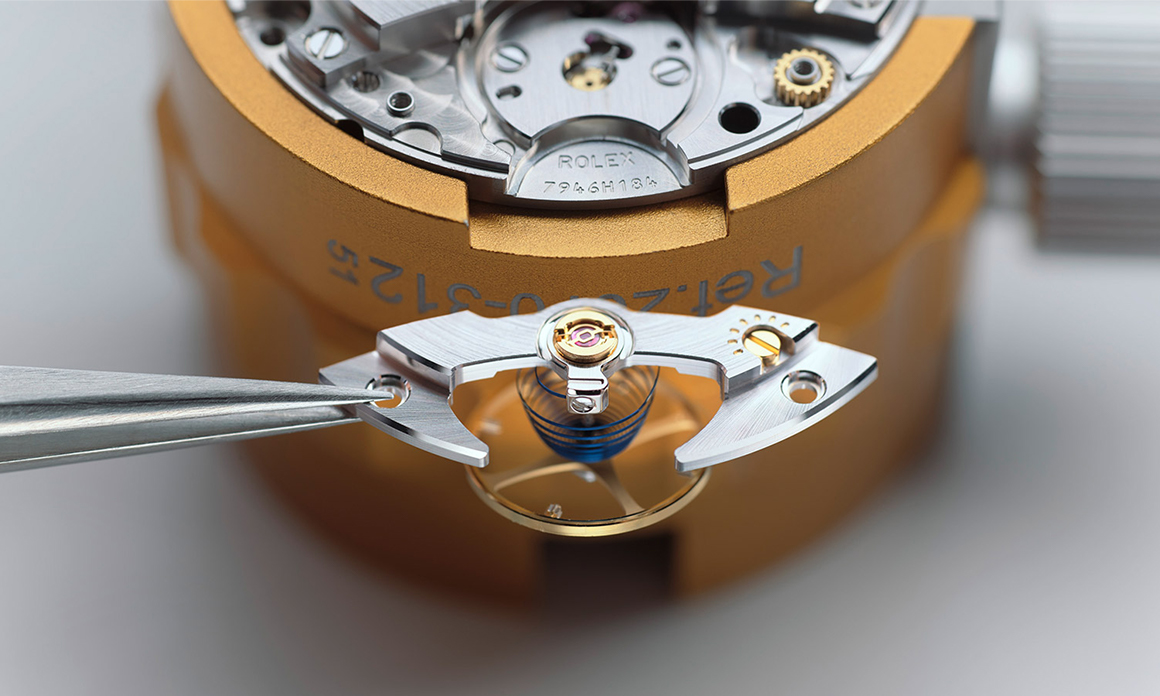 Rolex watch being assembled