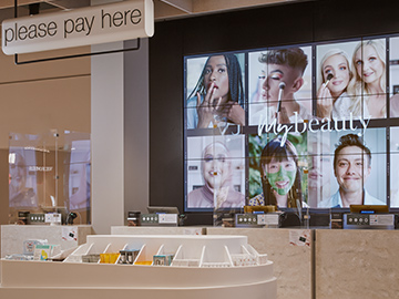 The Sampling Stations by the tills in the H beauty store