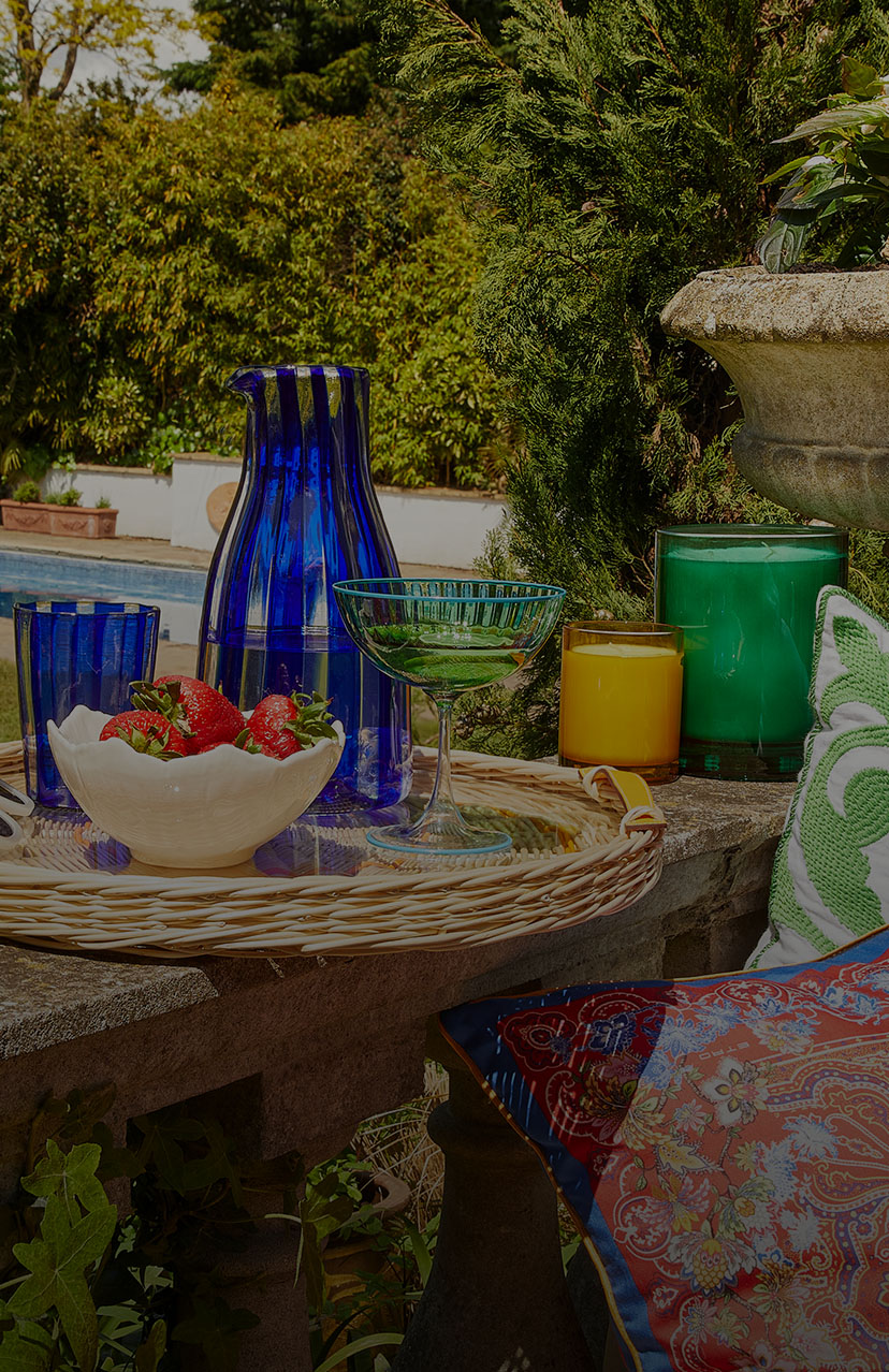 Summery home furnishings in garden