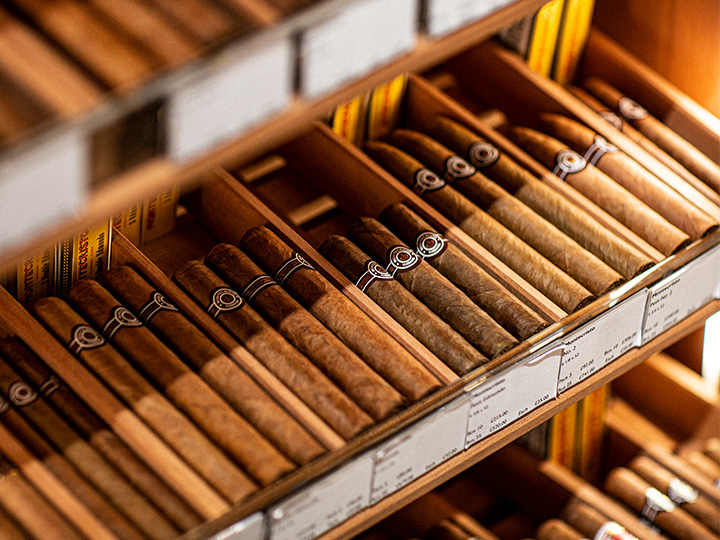 A selection of various cigars on display